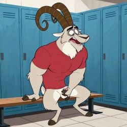 ai_generated animal_genitalia animal_penis bara boomerang_(tv_network) cartoon_network civitai goat goat_ears goat_horns hand_on_penis hooves locker locker_bench locker_room lockers looney_tunes muscular muscular_male new_looney_tunes rock_hardcase small_penis tiny_balls tiny_penis wabbit walrus_ai walrus_artist walrus_second warner_bros warner_bros._animation warner_bros._pictures warner_brothers