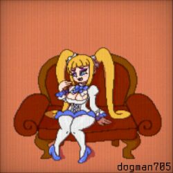 alternate_body_type alternate_breast_size blonde_hair blue_eyes breasts couch digimon digimon_story digimon_story:_time_stranger dogman705 female mesugaki mole_on_breast shortstack sitting twintails wide_hips yggdrasill_(digimon) yggdrasill_(digimon)_(human_avatar)
