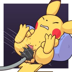 1:1 2024 3_toes 4_fingers absurd_res animal_genitalia anthro ballbusting balls black_ear_tips bonger border cheek_spots clenched_teeth closed_eyes cock_and_ball_torture dipstick_ears ear_markings erection feet feral fingers fur fuzzo generation_1_pokemon genital_torture genitals hi_res male mammal motion_lines multi_nipple multicolored_ears nintendo nipples on_pillow pain penis pikachu pillow pokemon pokemon_(species) reclining rodent shaking sheath simple_background solo teats teeth toes white_border wince yellow_body yellow_fur