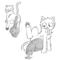 1:1 anus balls big_balls big_penis bodily_fluids bow_tie cum darkened_genitalia darkened_penis domestic_cat f_d_e_i_a felid feline felis feral fur genital_fluids genitals glistening glistening_balls glistening_genitalia glistening_penis greyscale hi_res huge_balls huge_cock humanoid_genitalia humanoid_penis hyper hyper_balls hyper_genitalia hyper_penis leaking_cum male mammal monochrome pawpads paws penis puffy_anus saggy_balls simple_background sitting small_but_hung solo steam sweat tail vein veiny_penis white_background white_body white_fur