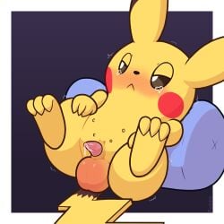 1:1 2024 3_toes 4_fingers absurd_res animal_genitalia aroused ballbusting balls black_ear_tips blush bodily_fluids border cheek_spots cock_and_ball_torture dipstick_ears ear_markings erection feet feral fingers fur fuzzo generation_1_pokemon genital_fluids genital_torture genitals hi_res leaking_precum looking_away male mammal masochism multi_nipple multicolored_ears nintendo nipples on_pillow pain penis pikachu pillow pokemon pokemon_(species) precum reclining reddened_scrotum rodent shaking sheath simple_background solo tears teats toes trembling white_border yellow_body yellow_fur