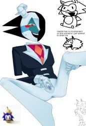 abstract_character anus cuntboy english_text legs_apart legs_spread maigo_(rewrite) maigo_(sonic.exe) no_pants pussy pussy_juice pussy_lips rewrite rewrite_(sonic.exe) smile sonic.exe_(series) spread_pussy white_background