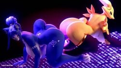 16:9 2girls 3d_(artwork) 3d_animation all_fours animated anthro areola ass ass_to_ass bandai_namco big_breasts big_butt biped blue_body bouncing_breasts breasts canid canine clothing crossover digimon digimon_(species) digital_media_(artwork) dildo dildo_insertion dogzeela_(modeler) double_dildo duo female female/female female_penetrated female_penetrating female_penetrating_female fox hi_res high_framerate kasdaq krystal krystal_(star_fox) legwear mammal mostly_nude nintendo nipples no_sound nude penetration renamon sex sex_toy sex_toy_insertion sharing_dildo sharing_sex_toy short_playtime star_fox tagme thick_thighs thigh_highs toying_partner video widescreen yellow_body