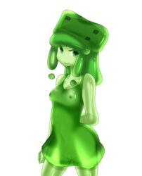 at2. breasts character commission dress female goo_girl hat minecraft minecraft_(series) minecraft_xxx mob_talker personification pussy see-through sheer slime slime_(at2.) slime_(minecraft) slime_girl tagme translucent video_games