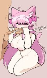 1boy 1boy1girl 1girls 2025 areolae balls belly_button big_breasts big_penis blush bow bow_in_hair bowtie breasts cat_ears cat_tail catgirl completely_nude completely_nude_female completely_nude_male cum cum_string cumming cumshot ejaculation eyebrows eyebrows_visible_through_hair feet female female_focus grabbing_penis hair_ornament half-closed_eyes handjob heart hearts_around_head inverted_nipples kemonomimi light-skinned_male light_skin looking_at_partner looking_at_penis male male/female nekomimi nipples nude nude_female nude_male on_knees pale-skinned_female pale_skin panties penis penismaster48 pink_bow pink_bowtie pink_ears pink_eyes pink_hair pink_panties pink_stripes plain_background precum precum_trail raffle_prize simple_background solid_color_background standing stomach striped_panties stripes sweat sweatdrop sweating teasing thick_thighs thighs veiny_penis