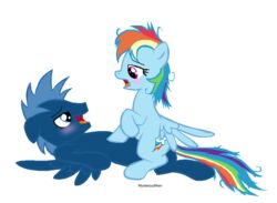 blue_eyes blush equine female friendship_is_magic horse male my_little_pony mysterious_mew open_mouth pink_eyes pony rainbow_dash_(mlp) sex star_hunter_(mlp) straight straight_hair wing_boner wings