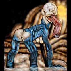 alien animated biomechanical biopunk bodily_fluids breasts cosmic_horror demon fantasy female genital_fluids genitals horror_(theme) humanoid lost-wanderer monster science_fiction solo solo_feral taur unknown_species vaginal_fluids