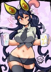 1girls 2026 2d black_hair blush breasts drmsenketsu female filia_(skullgirls) hips large_breasts long_hair navel necktie pussy red_eyes samson_(skullgirls) school_uniform schoolgirl skullgirls tagme tentacle tentacle_hair thick_thighs thighhighs thighs vagina