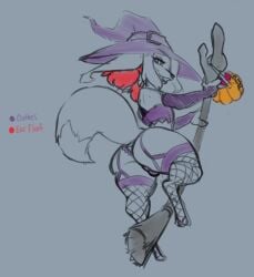 absurd_res anthro armwear artz ass basket big_ass big_butt braixen broom canid canine cleaning_tool clothed clothing condom container crossdressing dipstick_tail femboy fishnet fluffy fluffy_tail food fox fruit fur furry furry_only genitals girly grey_background hat headgear headwear hi_res holding holding_staff inner_ear_fluff knot lingerie looking_at_viewer looking_back magic_staff male male_only mammal markings nintendo panties pawpads paws penis pink_pawpads plant pokémon_(species) pokemon pokemon_(species) pumpkin purple_clothing rear_view red_body red_fur red_nose sexual_barrier_device simple_background smile solo staff tail tail_markings teeth tuft underwear video_games white_body white_fur witch_costume witch_hat yellow_body yellow_fur