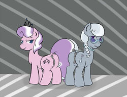 alazak anus diamond_tiara_(mlp) eyewear friendship_is_magic glasses my_little_pony pussy silver_spoon_(mlp) simple_background