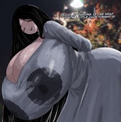 1girls aerolae areola areola_slip ass big_areola big_ass big_breasts big_nipples big_thighs bigger_female black_nipples boobs_bigger_than_head breasts breasts_bigger_than_head cleavage closed_eyes_smile clothed clothed_female dark_nipples dialogue female ghost ghost_girl giantess gigantic_ass gigantic_boobs gigantic_breasts gigantic_thighs hasshaku-sama horror huge_aerola huge_aerolae huge_areola huge_ass huge_boobs huge_breasts huge_nipples huge_thighs hyper hyper_ass hyper_breasts hyper_thighs lactation_through_clothes larger_female light-skinned_female light_skin male mature mature_female mature_woman milf mommy mommy_kink monster_girl nightmare_waifu nipple_bulge nipples nipples_visible_through_clothing public_domain saggitary shorter_male size_difference smaller_male text thick_thighs thighs urban_legend
