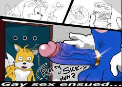 1boy1femboy 2025 2boys 2d 2d_(artwork) 4_fingers :d :o absurd_res absurdres angry angry_face anthro anthro_on_anthro anthro_only balls ballsack betrayal big_penis blue_body blue_eyes boys cartoon cheek_tuft chest_tuft cock cock_ring color comic cute cute_male dick eddydads english english_text erect_penis erection exposing_self femboy flashing flashing_penis fox fox_boy fox_ears fox_tail friends funny furry gay glans gloves gold_(metal) gold_jewelry hair hedgehog highres hires huge_cock humanoid_penis imminent_sex implied_anal implied_sex interspecies jewelry large_penis leaking_precum lying male male/male male_only meme meme_reference miles_prower miles_tails_prower monochrome penis penis_awe penis_out penis_vein precum presenting presenting_penis pubic_hair ring sega self_upload shocked shocked_expression shocked_eyes smartphone sonic_(series) sonic_team sonic_the_hedgehog sonic_the_hedgehog_(series) tails tails_gets_trolled tails_the_fox tan_body tan_fur testicles text text_bubble throbbing_penis tricked tricked_into_sex tuft tufted_fur two-tone_body two-tone_fur two_tone_hair vein veiny_penis video_game_character video_games white_background white_gloves yaoi yellow_body