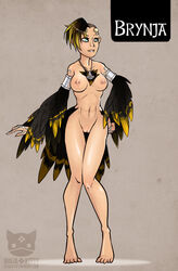 avian breasts brynja corruption_of_champions facial_piercing feathers female hair harpy improbableintellect ninjakitty nipple_piercing nipples original_character piercing pussy small_breasts tattoo wings