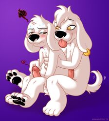 2013 anthro artist_name blush brainsister brian_griffin canine cousins dated ear_piercing family_guy fur furry furry_only gay handjob heart incest jasper_(family_guy) male male_only no_humans penis piercing reach_around sibling tongue