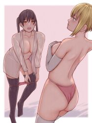 2girls ass ass_cleavage back backboob bare_ass bare_back bare_belly bare_butt bare_chest bare_hands bare_hips bare_midriff bare_shoulders bare_skin belly big_breasts black_hair black_hair_female black_legwear black_stockings black_thigh_highs black_thighhighs blonde_eyebrows blonde_female blonde_hair blonde_hair_female blue_eyes blue_eyes_female breasts busty busty_female busty_girl busty_teen calves cleavage collarbone curvaceous curvaceous_body curvaceous_female curvaceous_figure curvaceous_hips curvaceous_teen curvy curvy_ass curvy_body curvy_female curvy_figure curvy_hips curvy_teen digital digital_art digital_drawing digital_drawing_(artwork) digital_media digital_media_(artwork) elbows enen_no_shouboutai exposed_ass exposed_back exposed_belly exposed_butt exposed_chest exposed_hips exposed_midriff exposed_shoulders exposed_skin exposing exposing_self eyebrows_visible_through_hair feet female female_focus female_only fingers fire_force full_body gluteal_fold groin hair_between_eyes half_naked half_nude hand_on_breast hand_on_chest hand_on_own_breast hand_on_own_chest hands_on_breasts hands_on_chest hands_on_own_breasts hands_on_own_chest high_resolution highres knee_up knees kotatsu_tamaki large_boobs large_breasts lean_figure legs legwear lips long_hair median_furrow midriff multiple_females multiple_girls naked naked_female naked_shirt naked_woman narrow_waist nude nude_female nudity open_clothes open_clothing open_mouth open_mouth_smile open_shirt open_topwear orange_eyes orange_eyes_female panties panties_aside panties_down parted_lips pink_background pixiv_id_21451697 plump_breasts semi_nude shirt short_hair shoulder_blades shoulders sidelocks simple_background sister_iris_(enen_no_shouboutai) sister_iris_(fire_force) slender_body slender_waist slim_waist standing stockings teen_girl teenage_girl teenage_tits teenager thick_ass thick_butt thick_thighs thigh_highs thighhighs thighs tongue topless topless_female twintails twintails_(hairstyle) unbuttoned unbuttoned_shirt underwear underwear_aside underwear_down undressing undressing_self upper_teeth white_legwear white_shirt white_stockings white_thigh_highs white_thighhighs white_topwear wide_hips yellow_eyebrows yellow_hair yellow_hair_female young_female young_woman