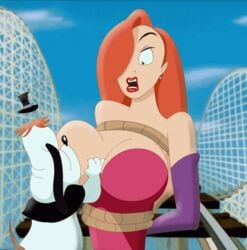 animated arms_behind_back bestiality bondage breast_sucking breastfeeding cageraptor disney droopy female furry human jessica_rabbit male nipple_suck nipple_sucking straight sucking_nipples who_framed_roger_rabbit