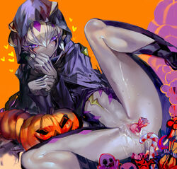 blush candy clothed female female halloween heart masturbation purple_eyes pussy pussy_juice rule_63 solo spread_legs vaginal_penetration vector wet yu-gi-oh!