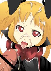 blazblue cum facial open_mouth penis rachel_alucard red_eyes tongue