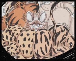 animal_humanoid annoyed anthro ass big_breasts big_butt black_spots breasts cheetah chest_tuft domestic_cat felid felid_humanoid feline feline_humanoid felis female freckled_butt freckled_chest freckles fur group hair heart_symbol humanoid in_heat leopard_cat looking_at_viewer male mammal mammal_humanoid markings merry_noel_(rogywantscoffee) multicolored_body multicolored_fur multicolored_hair murid murine orange_body orange_fur pantherine prionailurus rat rodent rogywantscoffee shaking_butt spots stripes tail tail_markings tuft white_body white_fur yellow_body yellow_fur