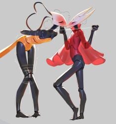 2_horns 2girls alternate_body_type alternate_breast_size arthropod artist_name big_ass big_breasts big_butt black_body black_skin breasts bubble_ass bubble_butt bug bug_girl female female_only hollow_knight hollow_knight:_silksong hornet_(hollow_knight) large_ass large_breasts large_butt shakra_(hollow_knight) silksong team_cherry