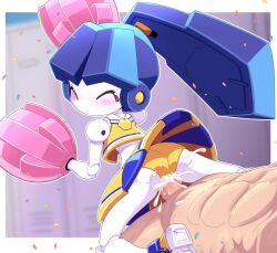 ass blush censored cheerleader_outfit closed_eyes cum cum_in_pussy cum_inside duo faceless_character faceless_human faceless_male female female_penetrated genitals human human/robot human_penetrating humanoid machine male male/female male_penetrating male_penetrating_female mammal medarot mosaic_censorship nollety panties penetration penile penile_penetration penis penis_in_pussy pompom-mate pussy robot robot_girl robot_humanoid vaginal_penetration white_skin yellow_panties