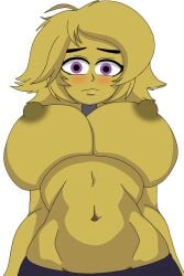 2d 2d_(artwork) 2d_artwork alternative_color alternative_version anthro anthro_female arm arms arms_down belly_button black_nipples blank_background blush blushing_at_viewer blushing_female breast_focus breasts breasts_focus chica chica_(fnaf) chica_(fnia) chicken_girl dark_nipples edit edited edited_art erect_nipple erect_nipples erected_nipples erection female_only five_nights_at_freddy's five_nights_in_anime fnaf fnia hard_nipples horny horny_female looking_at_viewer nipples pants purple_eyes purple_eyes_female purple_pants short_hair short_hair_female solo solo_female staring_at_viewer stomach toned_female toned_stomach topless topless_anthro topless_female white_background yellow_body yellow_hair yellow_hair_female yellow_skin