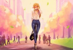 after_sex ai_art ai_generated almond_eyes aroused black_nails blouse blue_eyes blush choker city crossdressing crowd cum_on_clothes cum_on_face cum_on_lips cum_on_pants cum_stain cumwalk drooling earrings embarrassed excited exhibitionism femboy feminine_male feminization getting_caught girly girly_boy golden_hair hand_in_hair handbag high_heels hylian hylian_ears jeans leaves link link_(breath_of_the_wild) link_(tears_of_the_kingdom) long_hair luxica nail_polish nintendo novelai pastel pastel_colors public public_humiliation public_indecency rule_63 shirt shy slender_body stained_clothes stains street summer sunset the_legend_of_zelda tight_clothing trap trembling triforce twink warm_colors warm_lighting wind