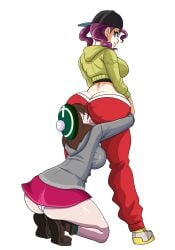 2girls ass ass_sniffing ass_worship back_view backside cap clothing dancer_(pokemon) dancer_(pokemon_ss) game_freak gloria_(pokemon) hat hoodie huge_ass long_pants looking_at_partner looking_back ninja-8004 nintendo panties pokemon pokemon_ss pokemon_trainer purple_hair red_pants sideboob skirt smiling sniffable_ass sniffing sniffing_ass sniffing_butt thicc_butt thick_ass thighs twintails white_panties yuri