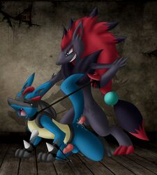 anal anal_sex anus bondage bound chrome-mmvii_(artist) collar crying cuffs domination forced forced_yaoi kuro-no-yuki_(artist) leash lucario male nintendo no_humans penetration penis pokemon pokemon_(species) precum raised_tail rape sex slave small_penis tears uke video_games western_art yaoi zoroark