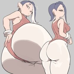 1girls alternate_ass_size black_hair blue_hair breasts ear_piercing facial_markings female highleg_leotard huge_ass leotard light-skinned_female light_skin looking_at_viewer nintendo red_eyes shiver_(splatoon) short_hair splatoon splatoon_(series) splatoon_3 symbol-shaped_pupils tentacle_hair thick_thighs tight_clothing tights wide_hips yuta_agc