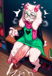 ai_generated balls cum deltarune furry penis post_masturbation public public_nudity ralsei ralsei_with_white_fur self_upload twinkaton