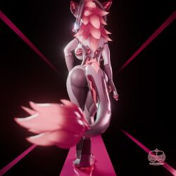 3d_(artwork) abstract_background adchroma anthro ass back_markings big_breasts big_butt big_tail blender_(artwork) breasts butt_markings chroma_(adchroma) clothing curved_horn digital_media_(artwork) ear_markings female fur genitals gloves handwear hi_res horn horn_jewelry jewelry leg_markings lgbt_pride mane markings net nude pink_mane pink_markings plump_labia pride pride_colors rear_view solo strutting tail tail_mane tail_markings thigh_markings transgender_pride_colors vulva walking_away watermark white_body white_fur wickerbeast