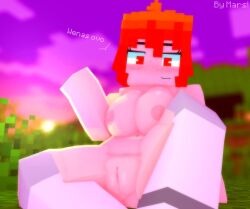 1girls 3d big_ass big_breasts erect_nipples horny_female looking_at_viewer mars_(themars2005) mine-imator minecraft multicolored_hair nude_female outdoors outside red_eyes sitting sitting_down smile solo solo_female spread_legs tagme themars2005 thick_thighs wet_pussy