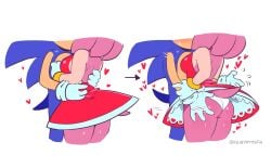 1boy 1girls amy_rose arm_grab ass ass_focus ass_grab back_view bare_back bare_shoulders blue_fur blue_hair boob boob_press breast_press breast_press_on_chest breasts butt_focus butt_grab dress dress_lift faceless_female faceless_male female furry heart heart_symbol hearts_around_body hedgehog hug hugging hugging_partner implied_kiss kissing love lovera male male/female mobian mobian_(species) panties pink_fur pink_hair quavernsfw sega sideboob sonic_(series) sonic_the_hedgehog tail thick_thighs waist_grab