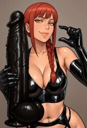 1girls absurd_res absurdres ai_assisted ai_generated braided_hair breasts censor_bar censored chainsaw_man cleavage female high_resolution highres huge_dildo large_breasts latex_bra latex_clothing latex_elbow_gloves latex_garter_straps latex_thong makima_(chainsaw_man) medium_breasts navel_piercing penis posing posing_for_the_viewer raleu10 red_hair slim_waist small_penis_gesture small_penis_humiliation solo solo_female solo_focus
