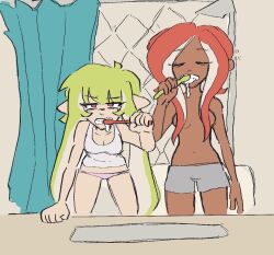2girls agent_3_(splatoon) agent_8_(splatoon) calgal panties splatoon topless