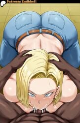 1boy 1girls ahe_gao ai_generated android_18 ass ass_focus big_ass big_breasts blowjob breasts cheating_wife curvy_figure dark-skinned_male dark_skin doggy_style dragon_ball female huge_cock imminent_sex interracial kame_house male mature_female netorare ntr oral oral_sex penis pubic_hair pussy room screencap_background smile vaginal_penetration vaginal_sex viewfinder wife zadbhell