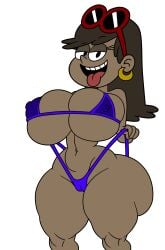 1girls 3rd_party_edit big_ass big_breasts blackmorty_(artist) breasts brown_hair_female cameltoe dark-skinned_female dark_skin edit female huge_ass leni_loud pulling_bikini_string pussy skin_edit solo string_bikini the_loud_house thick_thighs tounge_out