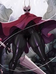 1girls 2_horns alternate_body_type alternate_breast_size arthropod artist_name big_ass big_breasts big_butt black_body black_skin breasts bubble_ass bubble_butt bug bug_girl female female_only hollow_knight hollow_knight:_silksong hornet_(hollow_knight) large_ass large_breasts large_butt looking_at_viewer low-angle_view pubic_hair silksong team_cherry torturechan turtlechan