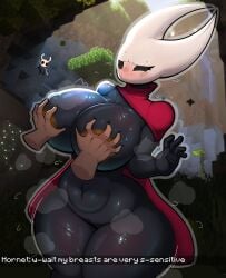 1boy 1girls anthro areola areolae ass big_areola big_ass big_breasts big_nipples big_thighs black_body black_eyes blush breasts butt calves cape chat_message crossover curvaceous dialogue elzorrogomita embarrassed embarrassed_nude_female english_text enormous_breasts female female_only flustered foxgumie gigantic_ass gigantic_breasts gigantic_thighs grabbing_breasts groping groping_breasts highres hollow_knight hornet_(hollow_knight) huge_areola huge_ass huge_breasts huge_nipples huge_thighs humanoid large_breasts legs looking_at_viewer male minecraft naked nipples nude pussy solo squeezing squeezing_breast surprised sweat sweatdrop sweating tagme text thick_thighs thighs thin_waist voluptuous waist yellow_nipples