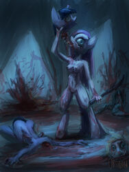 2013 amputation amputee anthro anthrofied blade blood blood_splatter blood_stain bloody_sword breasts color corpse dead death decapitation equine female female_only friendship_is_magic fur furry_breasts furry_ears gore guro hair head horse indoors injury long_hair looking_at_viewer multiple_females my_little_pony nipples nude obsidianlit open_eyes painterly pinkamena_(mlp) pinkie_pie_(mlp) pony severed_head spine standing straight_hair sword tongue tongue_out weapon wound