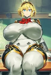 1girls aegis_(persona) ai_generated ai_virelune(yi) aigis_(persona) alternate_breast_size ass big_areola big_ass big_breasts blonde_hair blue_eyes breasts breasts_bigger_than_head cameltoe confused erect_nipples female_only giant_breasts gynoid hands_on_breasts huge_breasts huge_nipples hyper_breasts large_breasts light-skinned_female light_skin looking_at_viewer nipples nipples_visible_through_clothing persona persona_3 pussy robot robot_girl robot_humanoid short_hair solo solo_female tight_clothing tomboy transparent_clothing venus_body voluptuous