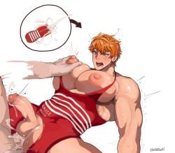 2boys anal anal_sex artist_name ass balls big_pecs blush breasts bryce_callahan clothed clothed_sex clothing cum cum_in_ass cum_inside gay jock_studio karmatown male male_focus male_only multiple_boys muscular muscular_chest muscular_male nipple_play nipples open_mouth pecs penetration penis penis_in_ass penis_out rough_sex simple_background sleeveless tenga tenga_outfit torn_clothes yaoi