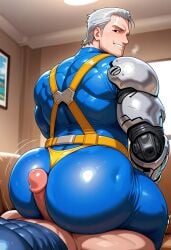 ai_generated ass bara big_ass big_ass_(male) big_butt big_butt_(male) bodysuit bubble_butt bubble_butt_(male) buttjob buttjob_over_clothes cable_(x-men) cyclops_(x-men) dudebooty17 enjoying_incest father_and_son father_dom_son_sub gay incest living_room male male_only marvel muscular_bottom nathan_summers scott_summers x-men