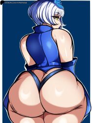 1girls ass ass_focus big_ass bottom_heavy bubble_butt clothing elizabeth_(persona) fat_ass female female_only gluteal_fold hat huge_ass hyperrxgue large_ass looking_at_viewer looking_back massive_ass panties persona persona_3 rear_view short_hair solo thick_ass thick_thighs thunder_thighs white_hair wide_hips yellow_eyes