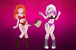 dead_by_daylight embarrassed_underwear_female euf mikaela_reid panties polka_dot_bra print_panties rnp sable_ward underwear_only