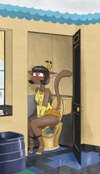 2025 absurd_res accessory anthro armwear art_deco ass bathroom bathtub blush bob_cut bodily_fluids breasts brown_body brown_fur brown_hair clothed clothing digital_drawing_(artwork) digital_media_(artwork) domestic_cat door door_handle doorknob doorway dress elbow_gloves feather_in_hair feces felid feline felis female floor footwear fur genital_fluids glass_bottle gloves hair hair_accessory handwear happy hi_res high_heels ivy_pepper jewelry lackadaisy loose_feather mammal necklace notmypornaccount open_door panties peeing pooping_in_toilet scat shoes sitting smile solo starry_eyes tail text tile tile_floor toilet toilet_use topwear towel underwear urine urine_stream watersports whiskers x-ray_view