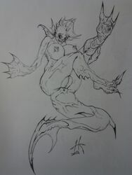 2013 anthro aquatic cthulhu_mythos deep_one dragon female fish forgemaster18 hybrid lovecraftian marine nightmare_waifu public_domain pussy shark soles transformation webbed_toes