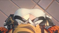 1girls 3d animated anthro big_breasts blonde_hair breasts_focus cleavage clothing from_above furry gif huge_breasts large_breasts official_animation official_art pulchra_fellini solo solo_female tagme zenless_zone_zero