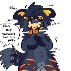 anthro blood blood_from_wound blue_body blue_fur bodily_fluids bondage canid canine canis collar dialogue domestic_dog drooling duo female fur gag gagged gagged_drooling hi_res male male/female mammal moonkitty03 penetration petplay puppyplay quasar_(moonkitty03) questionable_consent roleplay saliva self-harm speech_bubble submissive submissive_female tears tongue tongue_out vaginal_penetration wounded yellow_eyes